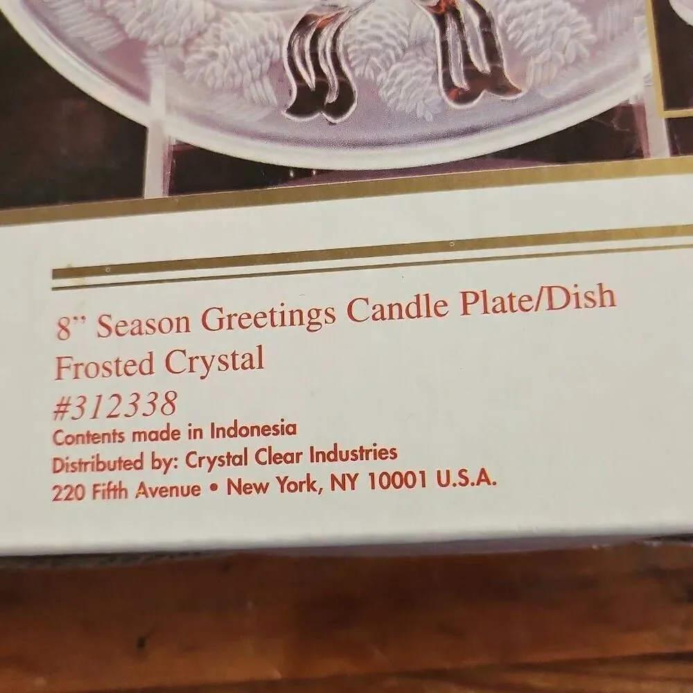 Celebrations Crystal Clear Frosted Crystal Candle Dish
